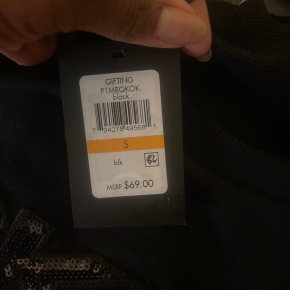 DKNY black logo sequin sweater top - Picture 3 of 3